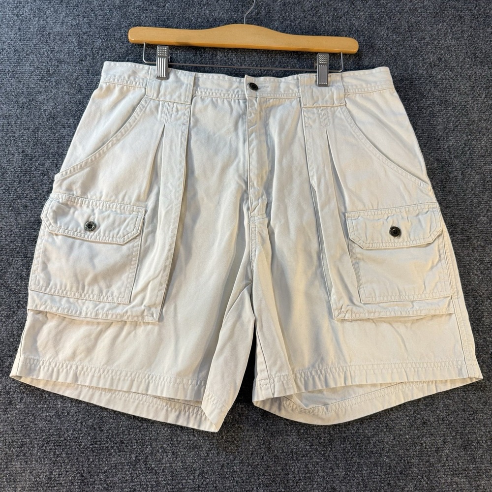 Eddie Bauer Cargo Shorts Mens 36 Beige Utility Hiking Cotton Y2K Gorpcore